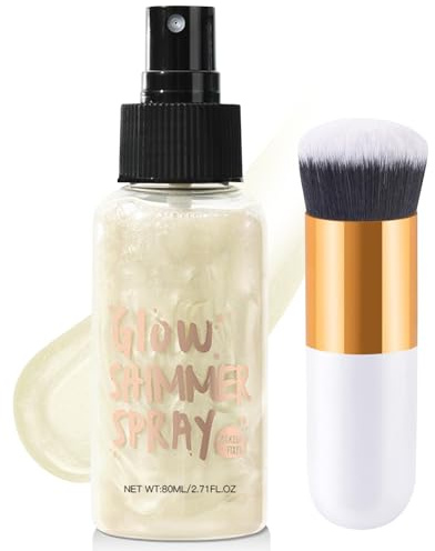 Körper Highlighter Öl, Body Luminizer Schimmeröl, Flüssig Glitzer Creme Körperöl, Langlebig Wasserfest Body Glitter Oil Make-up Highlighter Ultrafeines Glitzer Spray für Alle Hauttypen (Perlweiß)
