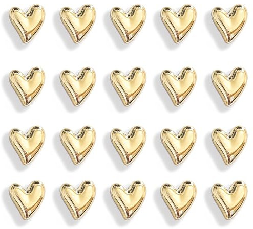 Miaoyak Lot de 20 aimants de réfrigérateur dorés - Aimants décoratifs en forme de cœur - Décoration magnétique colorée pour bureau, tableau blanc