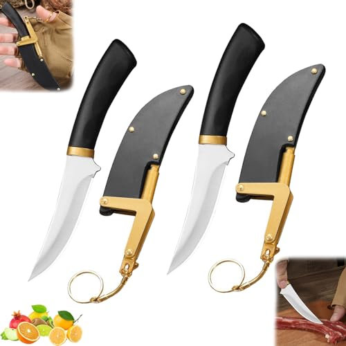 Cuchillo De Fruta Portátil Multiusos Para Exteriores Con Funda, Cuchillo De Fruta Portátil Multiusos Para Exteriores, Cuchillos Para Frutas, Cuchillo De Fruta De Acero Inoxidable (2 piezas)