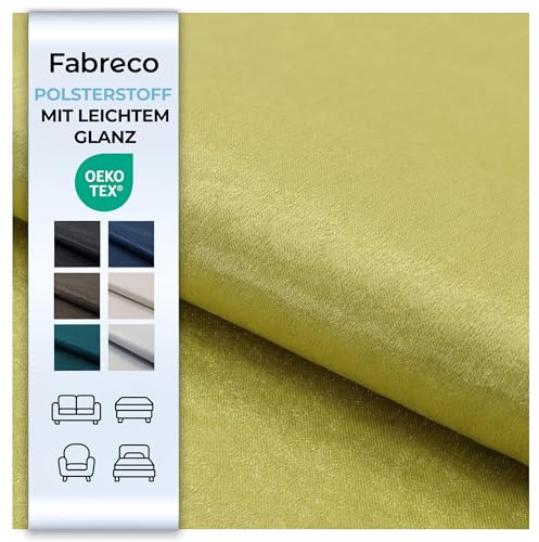 Fabreco – Polsterstoff Meterware PLATINUM (100 x 148 cm) – Eleganter Möbelstoff mit Glanz – Bezugsstoff Möbelstoff – Stoffe zum Nähen – Robuster Stoff für Sofa, Stuhl & Dekoration (Altgold)