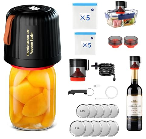 Catoco Electric Mason Jar Vacuum Sealer Food Storage Machine With Wide & Regular Mouth Jars and Vacuum Bag Bottle