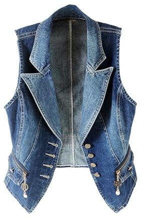 HDIJDY Denim Jackets Women,Denim Waistcoat Women Cowboy Waistcoat Solid Color Sleeveless Plus Size Lightweight Jean Jacket Spring Summer Buttons Vests Open Front Shirt Coats Outerwear Dark Blue 3Xl