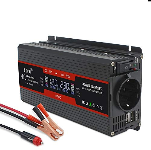 Convertisseur,Convertisseur Pur Sinus Affichage 5000W Power Inverter DC 12V 220V Onde sinusoïdale modifiée Solaire 2 Voiture Transformateur USB Convert Socket Noir