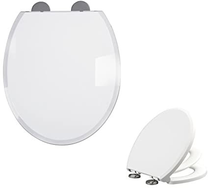 Sedile WC con Sedile per l'addestramento al vasino Incorporato, Sedile WC con Chiusura silenziosa, Sedile WC con Parte Anteriore Tonda, Bianco, Rotondo