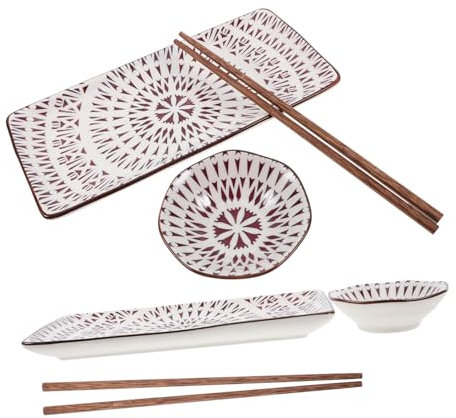 LOPUNER Set di Piatti per Sushi Giapponesi in Ceramica, 2 Pezzi