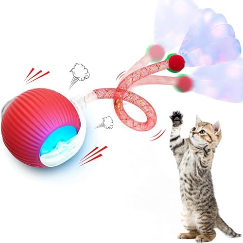 SINZONeu® Giocattolo Intelligente per Gatti: Palla Interattiva Ricaricabile con Piuma – Stimola l’Istinto di Caccia, 3 Modalità & Movimenti Imprevedibili per Gatti Domestici
