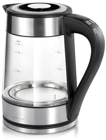Bollitore In Vetro Borosilicato Di Alta Qualità Da 1,8 L Con Display A LED Della Temperatura E Spegnimento Automatico