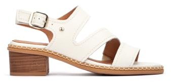 Pikolinos Blanes Sandalias Tacón Mujer | en Cuero | Cierre con Hebilla | Tacón Medio | Talla EU 35-42 en color Blanco