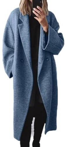 Fashion Forward Manteau en laine pour femme avec manches longues décontractées pour toutes les saisons (XXL bleu)