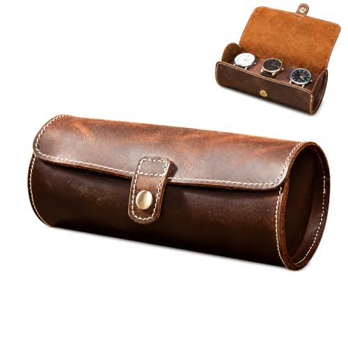 MUCKLILY Boite a Montre Voyage Cuir Etui Montre Voyage Portable Boîte De Rangement pour Montres Boîte De Présentation pour Homme Et Femme 19.00 X 8.50 X 8.50 cm