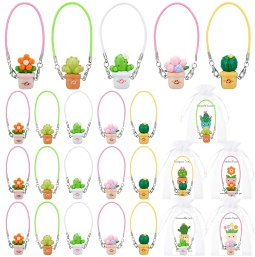 CNSJ 20 Sets Emotional Support Appreciation Gifts Bulk for Employee Colleagues Resin Mini Flower Pot Inspirational Cards Organza Bags Thank You Commendable Cactus Succulent Pocket Favors