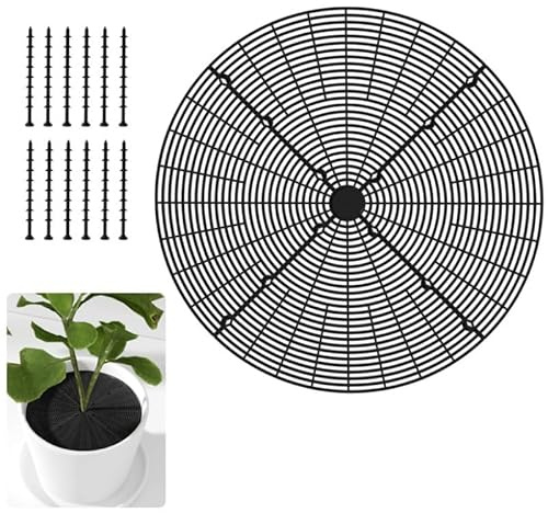 Oridaceae Griglia Protezione per Piante, Protezione Rete per Vasi da Fiori, Griglia per Vaso da Fiori Tagliabile per Gatti, Cani, Neonati, Bambini Piccoli, Animali Domestici (Nera Rotonda, 52 cm)