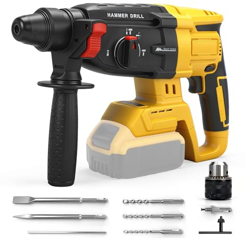 Martillo perforador inalámbrico 2,6 J para Dewalt 20V (sin batería) | SDS-Plus, Taladro percutor sin escobillas, 3 modos, mango ajustable 360°, para hormigón, metal, madera