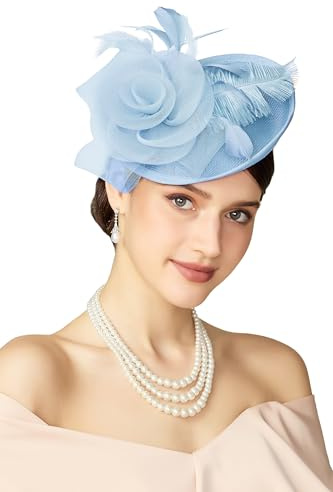BABEYOND Damen Federn Fascinator Hut Mesh-Blumen Haarclip | ascot, federn, mesh-blumen, pillbox-design, ideal für hochzeiten, rennen & partys