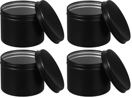 BESPORTBLE Latas de Aluminio Negras 120 Ml con Tapa de Rosca Hermética, Juego de 4 Recipientes Metálicos para Almacenamiento de Té, Azúcar, Especias y Cosméticos, Compactas y Portátiles
