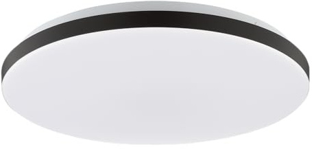 Lightbox LED Deckenleuchte, 2500 Lumen, 3000 Kelvin, Ø 38,5 cm, mit | LED Deckenleuchte, 2500 Lumen, 3000 Kelvin, Ø 38,5 cm, mit Bewegungsmelder und Tageslichtsensor, Metall Kunststoff, schwarz