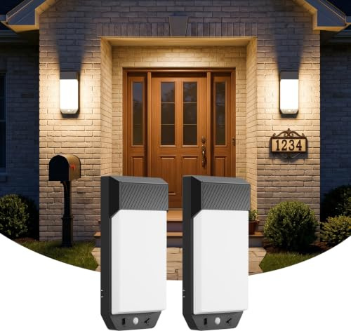 LOTMOS Outdoor Wall Lights Motion Sensor,Mains Powered, 3000K/4000K/6500K | 2 Pack Outside Pir Light Timer, IP65 Waterproof, Large LED Lighting for Front Door Garden Porch Entry Garage Patio, Black