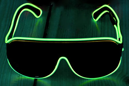 Ucult Soundsensitive EL-Wire Leuchtbrille Partybrille Clubbrille LED Brille (Grün)