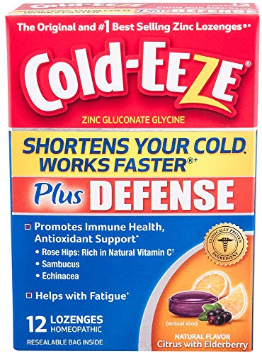 Cold-EEZE Plus Defense Cold-Shortening Lozenges, 12 Count, Cold Remedy, Citrus with Elderberry Flavor