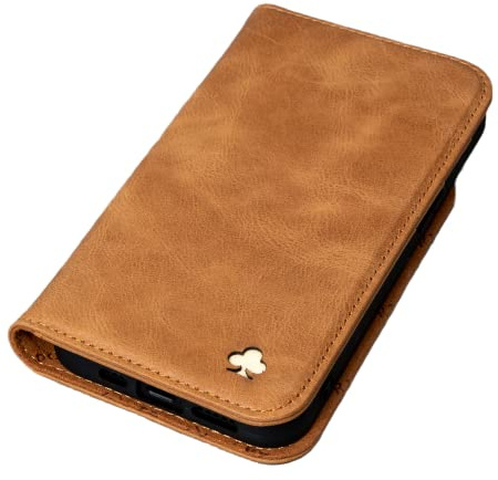 PORTER RILEY - Leather Case for iPhone 8 Plus/iPhone 7 Plus. Premium Genuine Leather Stand/Cover/Wallet/Flip Case with [Card Slots] [Horizontal Stand] [Durable Frame] (Tan)