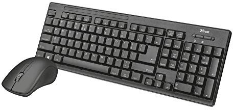 Trust 22118 22022 ziva Kabellose USB-Tastatur + Maus, Schwarz (QWERTZ-Tastatur)