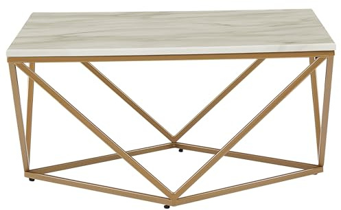 Beliani Moderner Couchtisch mit Marmor-Effekt in Beige/Gold Malibu