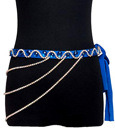 ROYAL SMEELA Chaîne de taille Lacer Ceinture Femmes Branché Ceintures Chaînes de ventre Bijoux bohémien Élégant Strass Chaînes Costume de danse Vêtements Accessoires ceinture de danse orientale