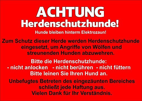 Petsigns Warnschild aus Metall - uv-beständig - Vorsicht HERDENSCHUTZHUNDE, DIN A3