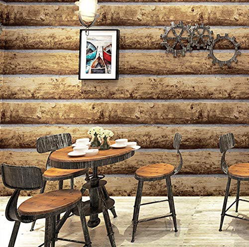 Jasmine XDL Log Bark Veneer Wallpaper - Wood Grain, Retro Nostalgic Style, 0.53m * 10m