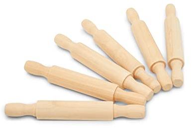 Wooden Mini Rolling Pin, 5 Inches Long, Pack of 6, Great for in The Kitchen and Crafting, Party Favors by Woodpeckers