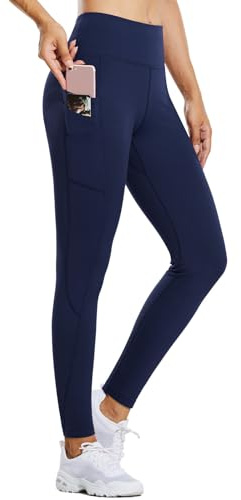 baleaf Leggins Termici Donna Impermeabile Vita Alta Pantaloni Invernali Sportivi Felpati Leggings Caldi Trekking con Tasche Navy S