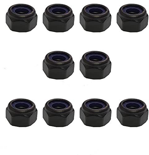 M5 Black Nylon Insert Lock Nuts, Pack of 10 – A2 304 Stainless Steel DIN 982 Blackened Nyloc Hex Nut with Nylon Locking Ring for Automotive, Engineering & DIY Fastening