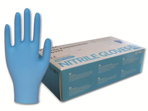 KINGFA | Größe S, M, L | Nitrilhandschuhe blau - puderfrei - Box mit 100 Handschuhen / 100er Box - Einweghandschuhe - Untersuchungshandschuhe - (L), KS-ST RT021