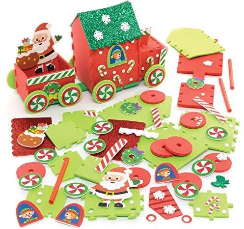 Baker Ross FE920 Polar Express Bastelset- 2er Pack, Weihnachtliches Kinder Kunstset zum Basteln und Gestalten., Green,Red, Mittel