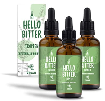 HelloBitter® - Bittertropfen Set 3x 50ml nach Hildegard von Bingen - Bitterkräuter/Bitterstoffe Tropfen vegan - hohe Bioverfügbarkeit, Laborgeprüft, hochdosiert, flüssig