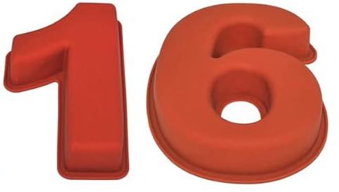 Selecto Bake Grand moule à gâteau en silicone en forme de chiffre 16 pour anniversaire de mariage 1 6