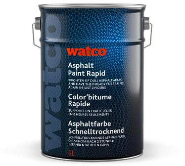 Watco Asphalt Paint Rapid - 5L - A rapid drying road paint suitable for concrete and asphalt - For car parks, roads and concrete (Black)