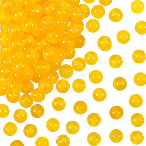 TOAOB 100 Pezzi 8 mm Pietra di Calcedonio Giallo Naturale Perline in Pietra per Braccialetti Collana Fai da Te Creazione di Gioielli Artigianato