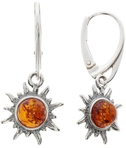 Pendientes de ámbar de Artisana, modernos pendientes sol con ámbar, engastados en plata de ley 925/000 de Artisana-Schmuck