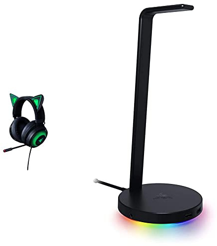 Razer Kraken Kitty Edition - Cuffie USB con Orecchie da Gatto Chroma & Base Station V2 Chroma - Supporto Cuffie e Hub USB con Illuminazione RGB