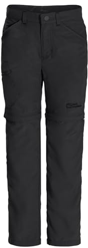 Jack Wolfskin Safari Zip off Pants K - Pantaloni da Esterno Bambini Unisex, Black, 176 -