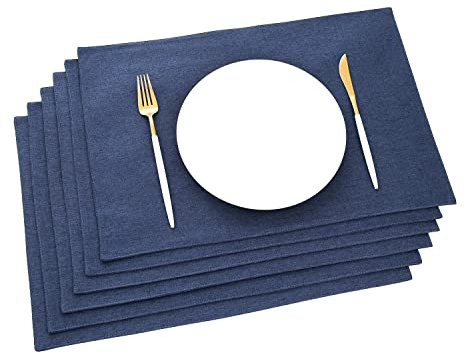 AOKSUNOVA Tovagliette Americane Lavabili, Set di 6 Tovaglietta, Blu Scuro