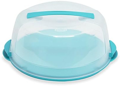 VIRSUS Contenitore Porta torta con coperchio 788, plastica infrangibile, diametro interno 30cm, portatorte 2 chiusure di sicurezza, per dolci e torte, Made in Italy (Azzurro)