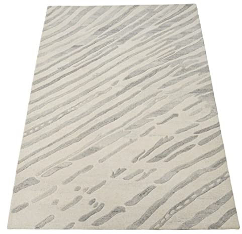 Beige Teppich 100% Wolle 160X230 cm Orientteppich Handgetuftet HT332u