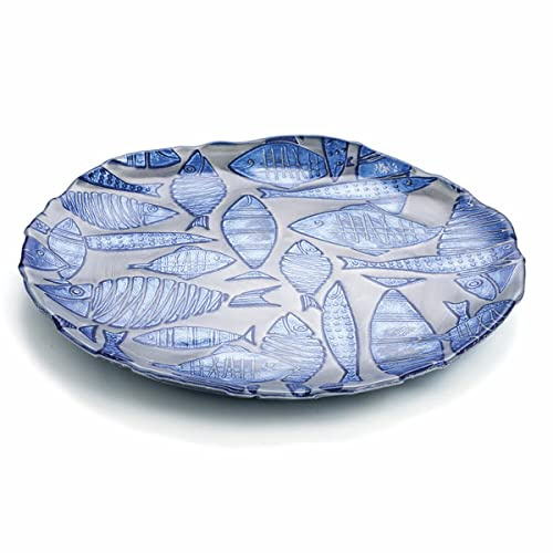 Quid Plato Llano Mar de Viento Azul Vidrio (Ø 32 cm) (Pack 6X) S2704625 - EAN: 8414793558051
