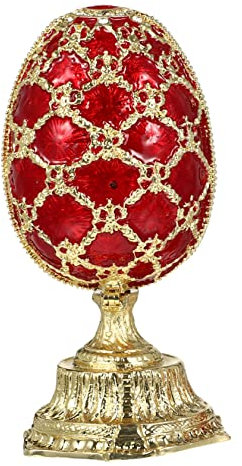 Cabilock Des Boites Décoration D'oeufs De Pâques Mallette De Rangement Au Trésor Affichage De Bijoux Décoratifs ?ufs Émaillés Oeufs De Pâques Boite Alliage Antique
