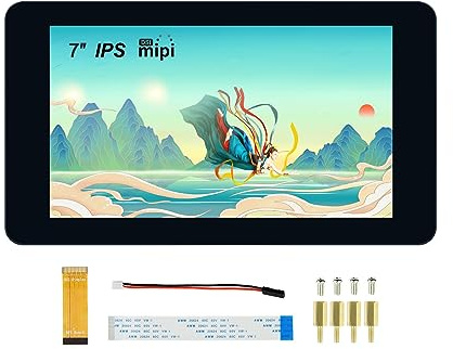 7 Zoll LCD IPS Touchscreen DSI Schnittstelle Bildschirm 800×480 Auflösung Display, bis zu 5-Punkt Kapazitiver Touch, Unterstützt Raspberry Pi 4B/3B+/3A+/3B/2B/B+/A+