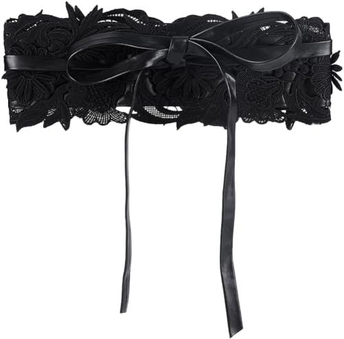 GORGECRAFT Damen-Taillengürtel Aus Kunstleder Mit Schleife Korsett Hüftgurt Kummerbund Taillenband Fliege Umwickelndes Obi-Taillenband Breites Band Für Kleid Zubehör Halloween Kostüm Vintage-Party