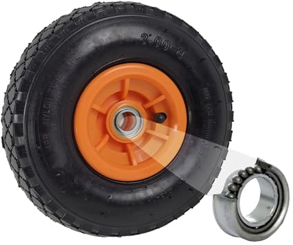 TRUTZHOLM Sackkarrenrad 260x85 mm 3.00-4 Luftrad Ersatzrad, Orange | Bollerwagenrad, Nabenlänge 60 mm, Versetzt