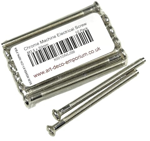 Electrical Machine Screws M3.5mm x 50mm for Switches or Sockets in Chrome Finish 10 pack